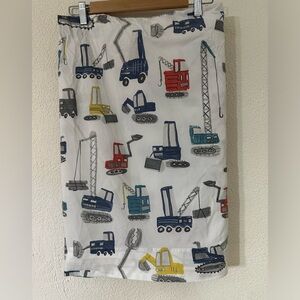 Pottery Barn KidsFlat Sheet 100% Organic Cotton Jax Construction Vehicles Twin